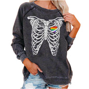 Women's Halloween Skull Graphic Sweatshirt