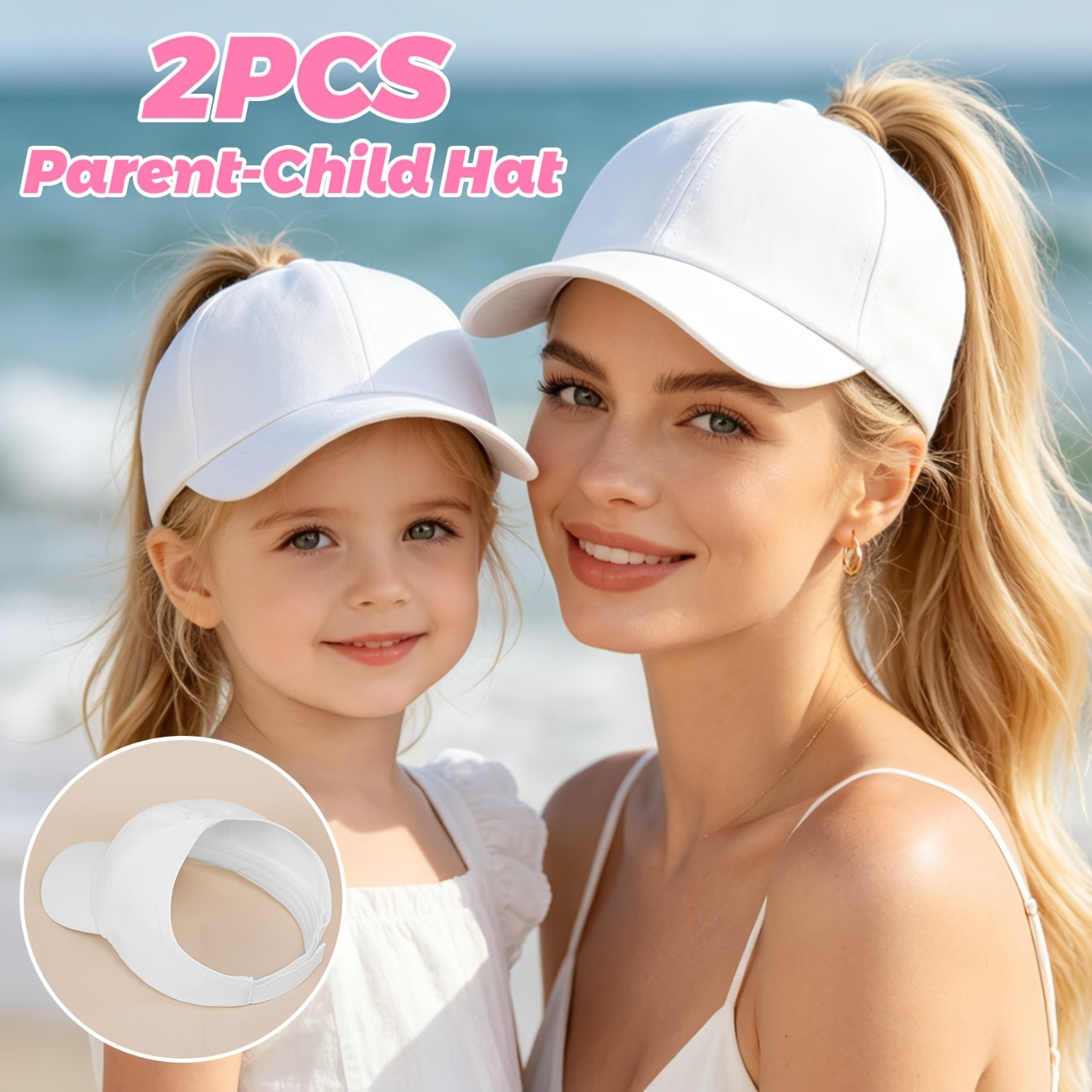 Matching Parent-Child Solid Color Ponytail Baseball Caps (Set of 2)
