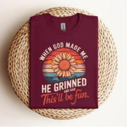 Vibrant Wine-Red Cartoon Tee – Short Sleeve, Loose Fit