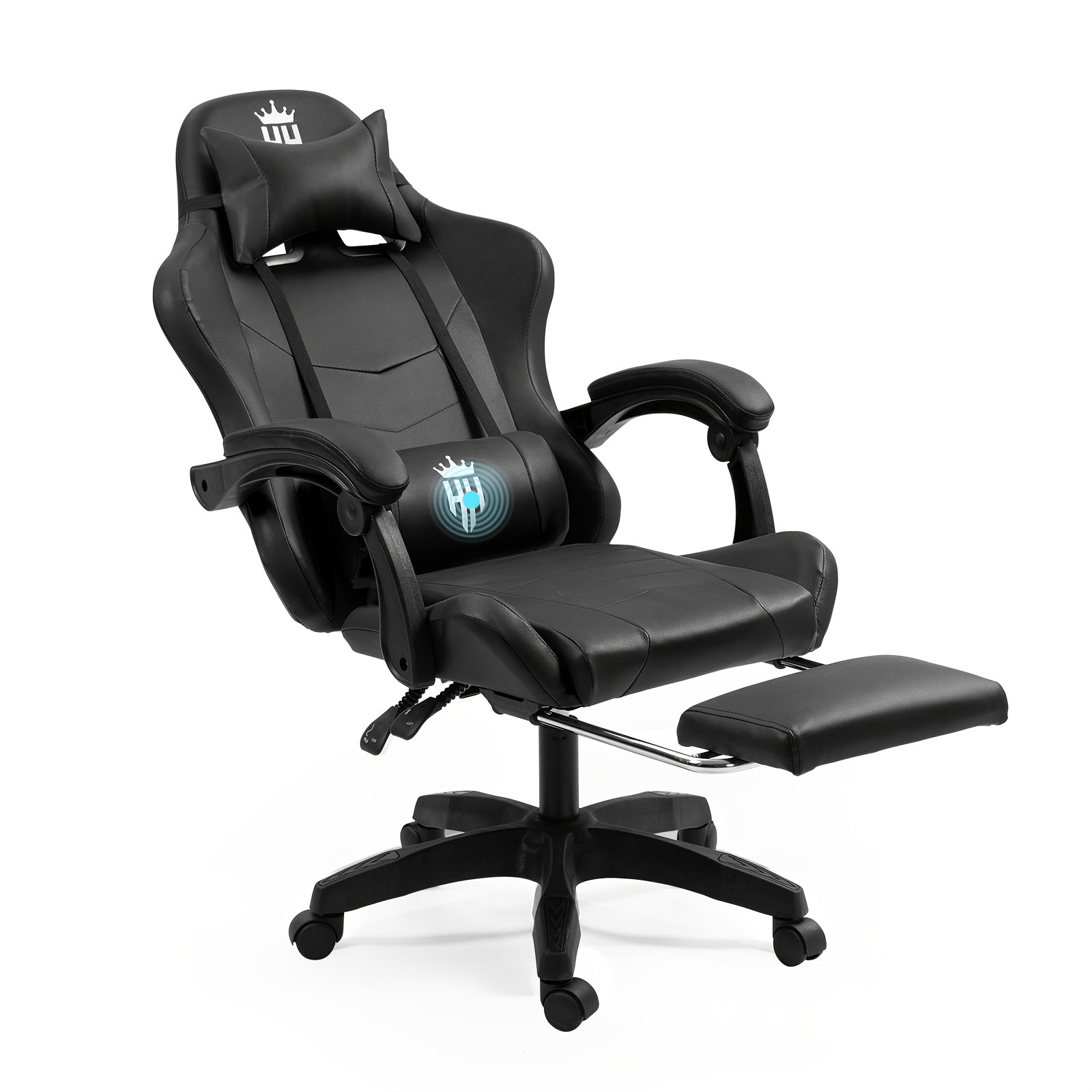 Ergonomic Gaming Chair with Spring Cushion and PU Leather Upholstery