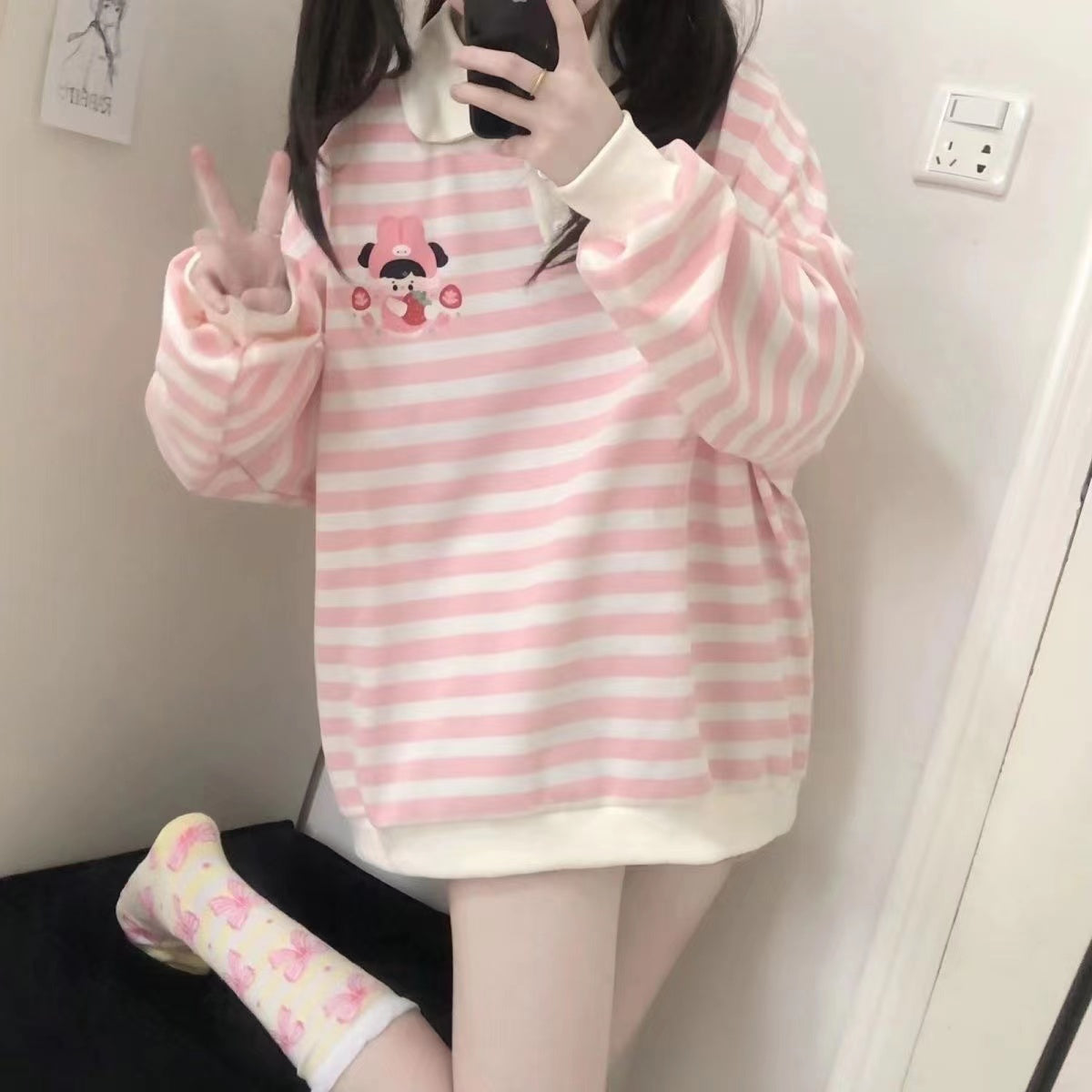 Chic Color-Block Casual Loose Fit Student Hoodie