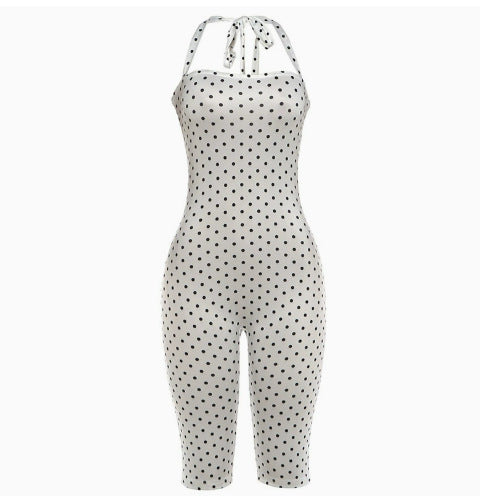 DA 2606103 Polka-Dot Print Halter Jumpsuit