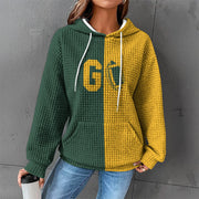 Cozy Waffle Knit Hooded Sweatshirt for Women