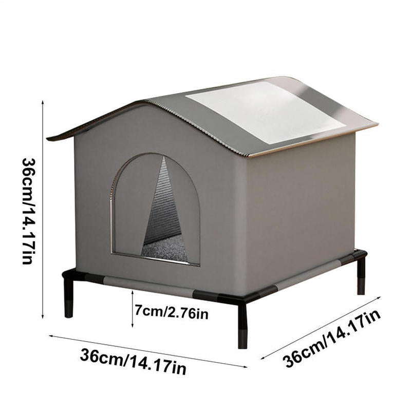 Heated Outdoor Dog Shelter For Small & X-Small Breeds - Portable Winter Warmth With Easy Assembly, Grey Kennel For Stray & Pet Dogs, Cold Weather (No-Fill Design, Heating System)