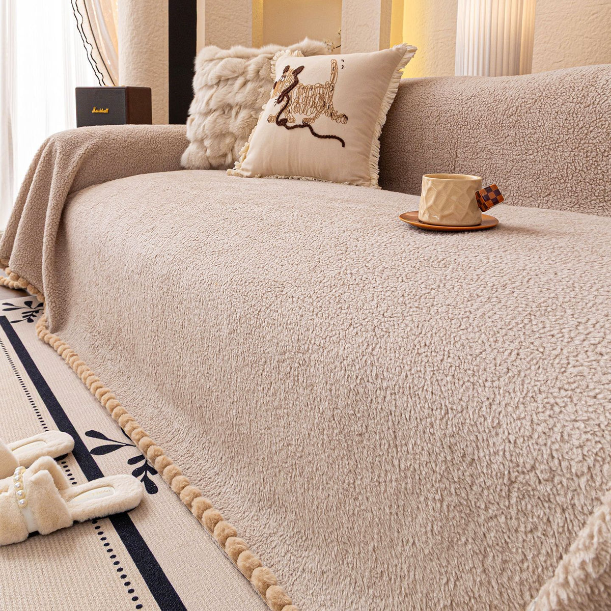 Thickened Lambswool Sofa Cover Cloth