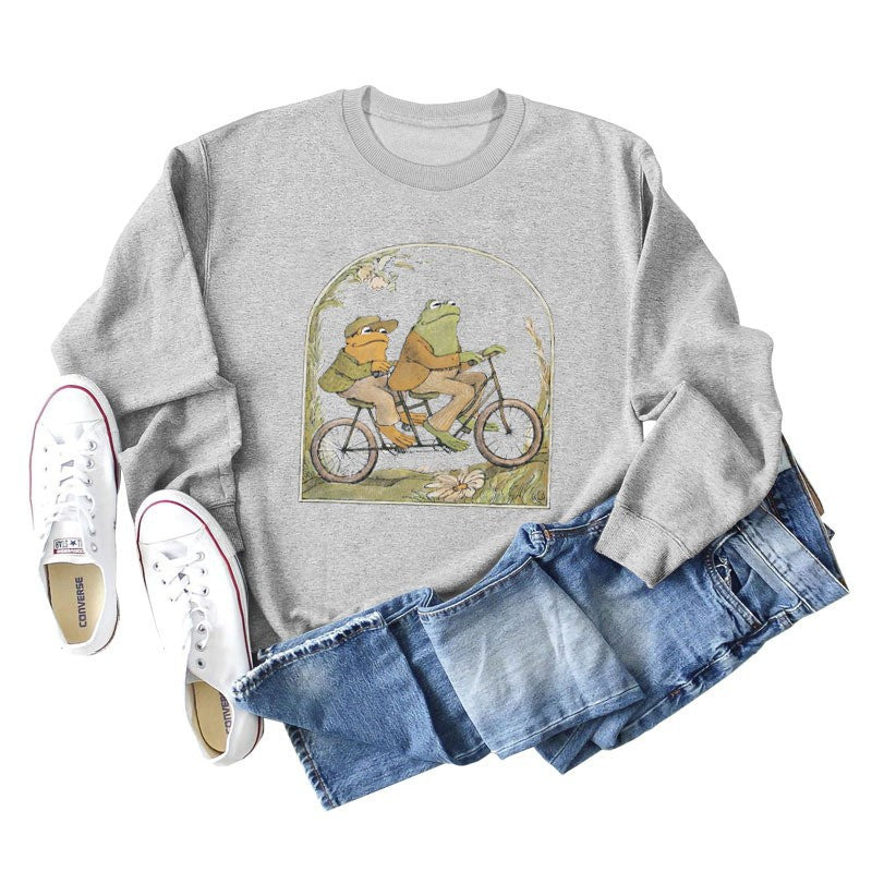 Cute Frog & Toad Casual Cotton Pullover Sweatshirt