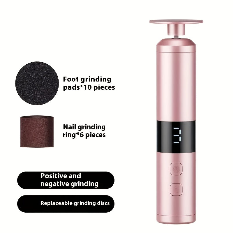 42mm 2‑in‑1 Foot and Nail Grinder with USB Charging, 3‑Speed Adjustment and 16 Interchangeable Heads