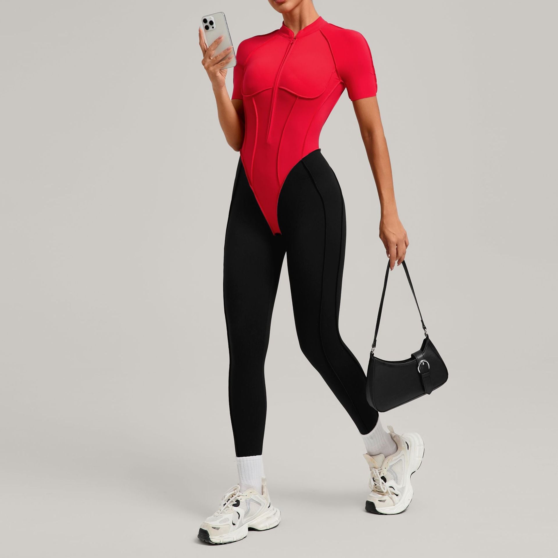Color Block Athletic Yoga Jumpsuit for Women