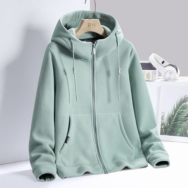 Velvet Padded Thickened Sweater Couple's Fleece Sweater Cardigan Hoodie