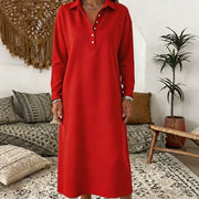 Knitted Sweater Dress with a Shirt Collar and Long Sleeves Simple and Elegant