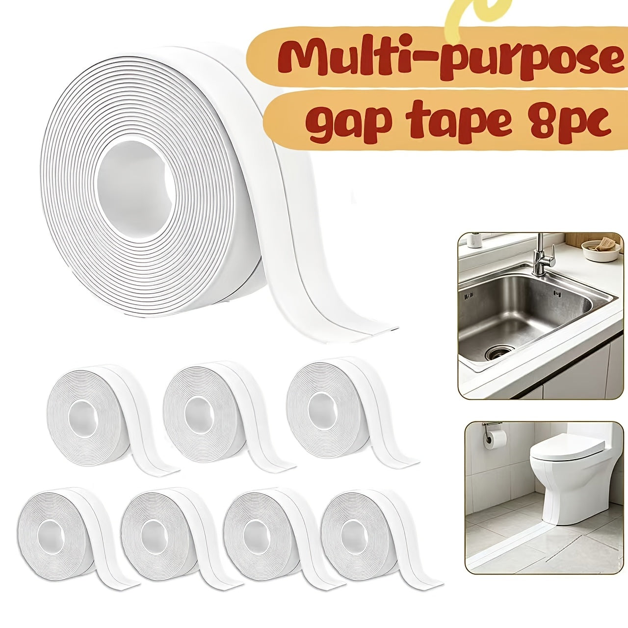 White Waterproof Self-Adhesive Caulk Tape for Bathroom Sealing Strips