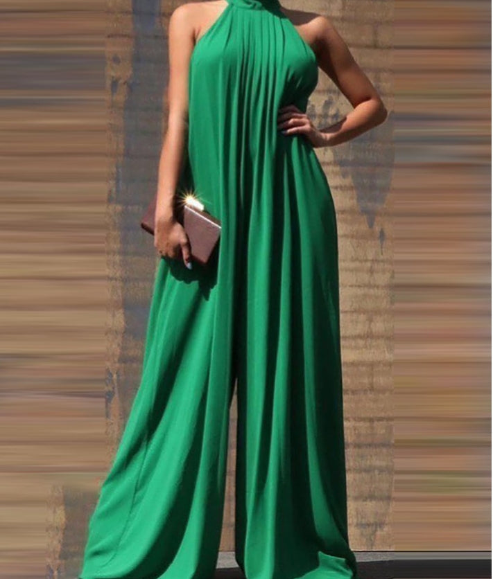 Plus Size Casual Halter Sleeveless Jumpsuit