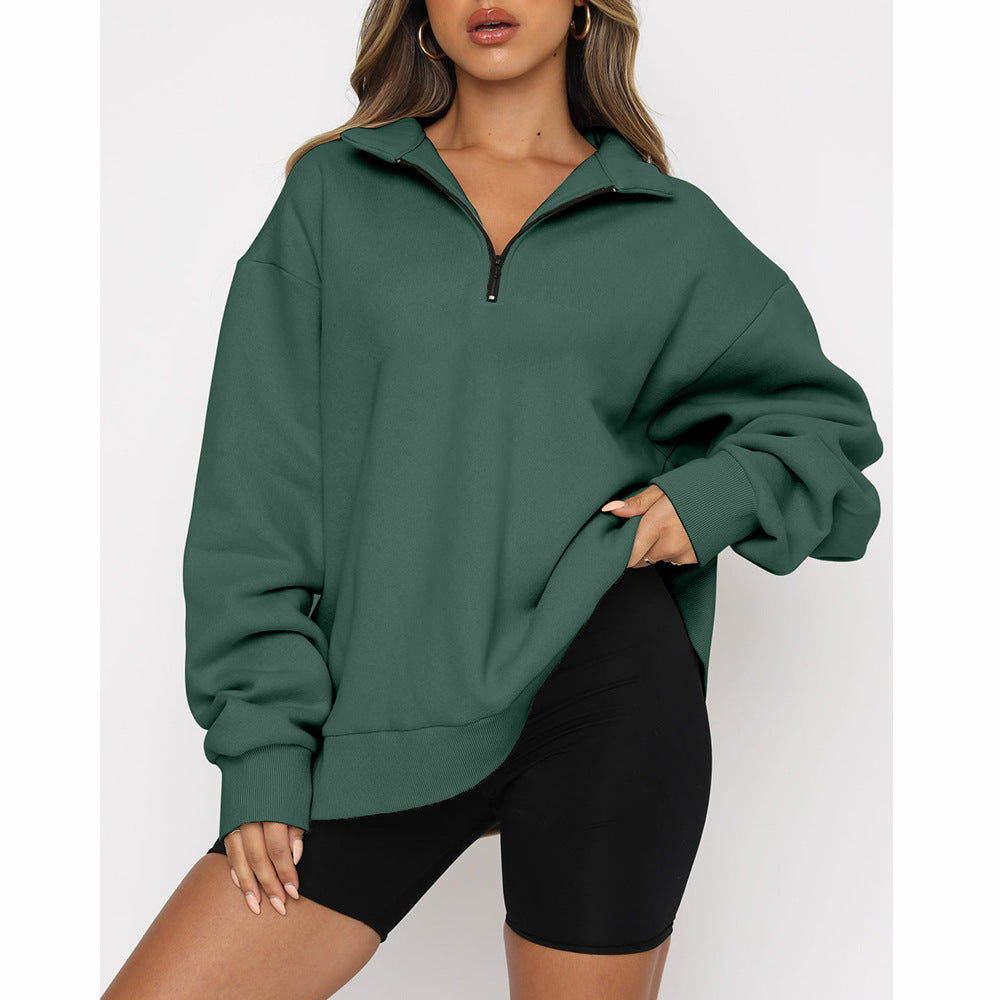 Women's Half-Zip Pullover Casual Long Sleeve Sweatshirt