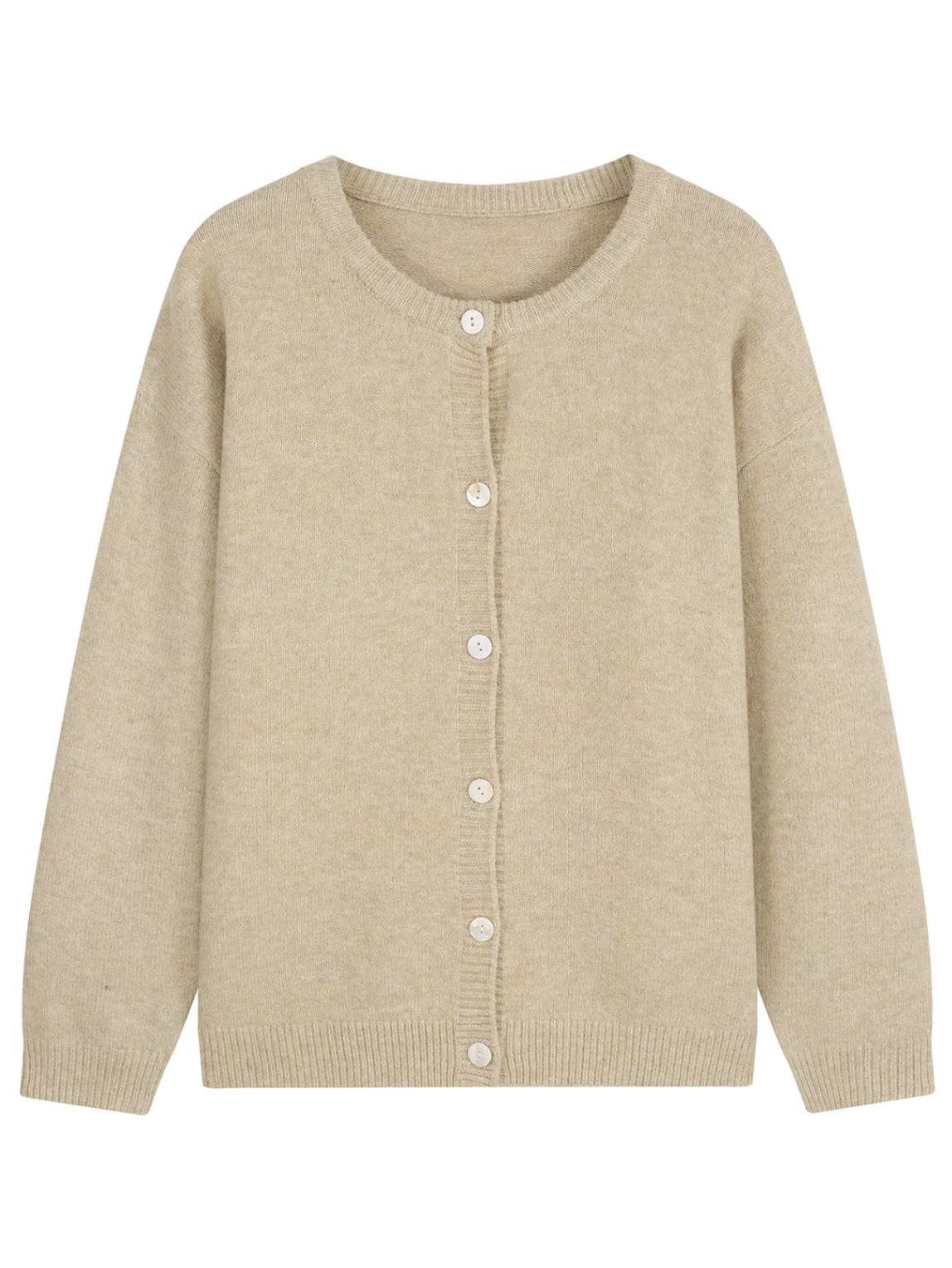 Oversized Crew Neck Button Knit Cardigan Women Soft Puff Sleeve Sweater Coat