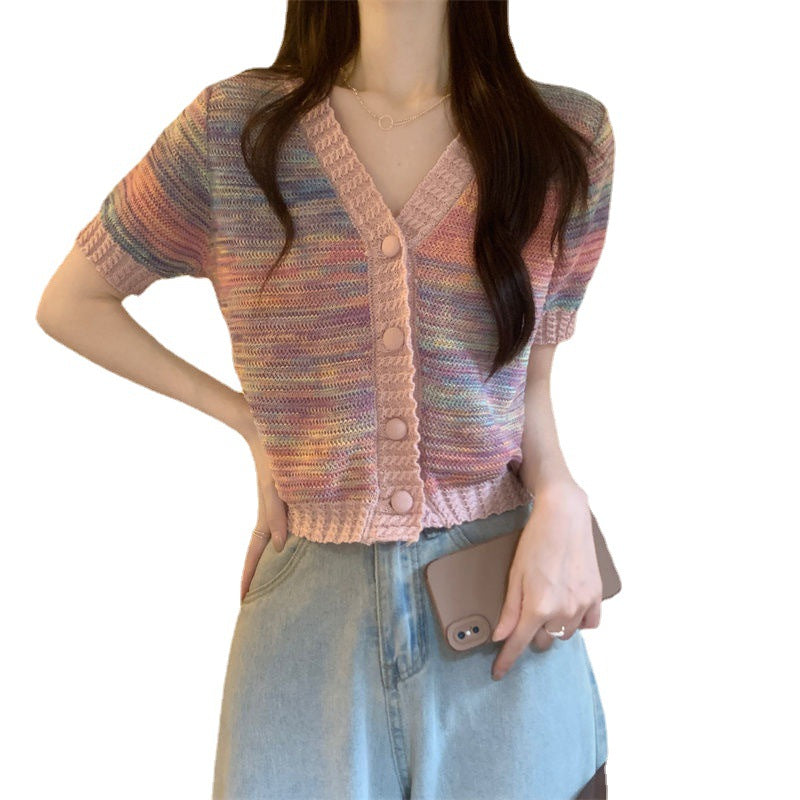 V-neck Knitted Thin Slim Fit Outer Sweater