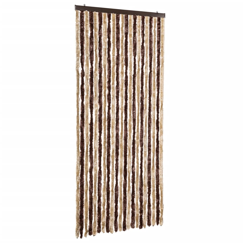 Insect Screen Curtain and Light Brown Chenille Insect Screen Curtain and