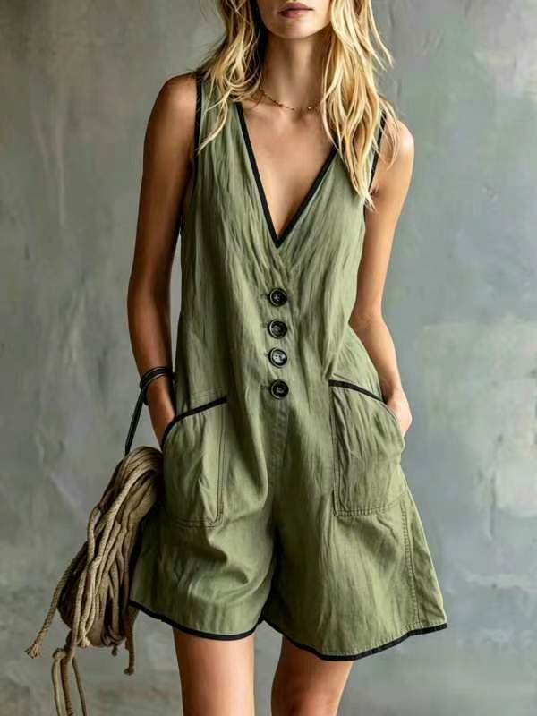 Casual Loose-Fit Button-Down Women's Jumpsuit