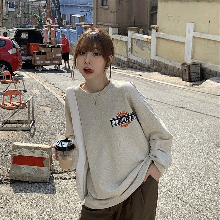 Women's Casual Long-Sleeve Letter Pullover Sweater