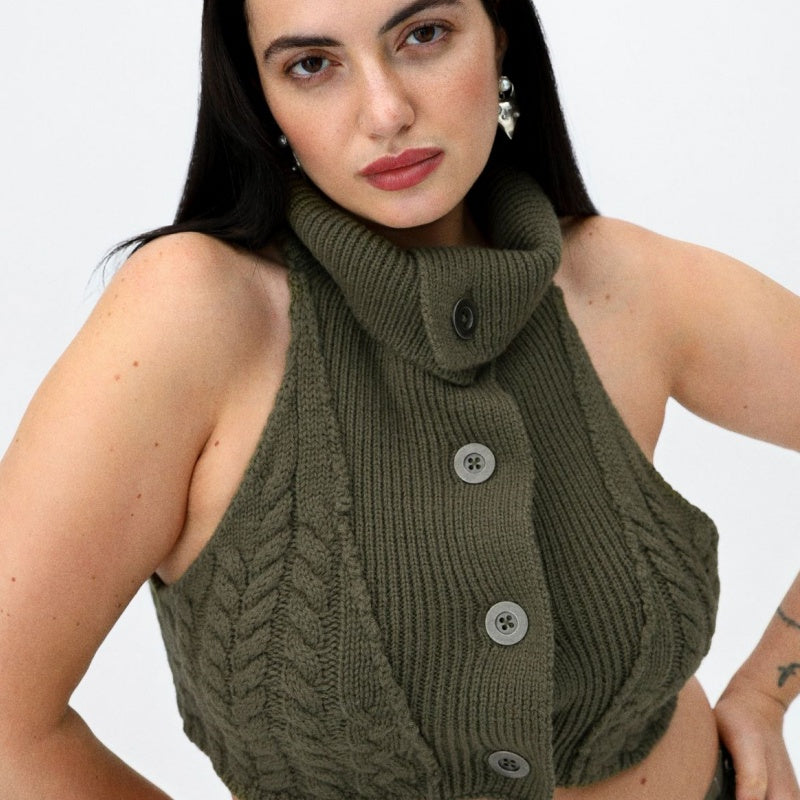 Slim-Fit Turtleneck Vest – Sexy Short-Sleeve Chic for Women