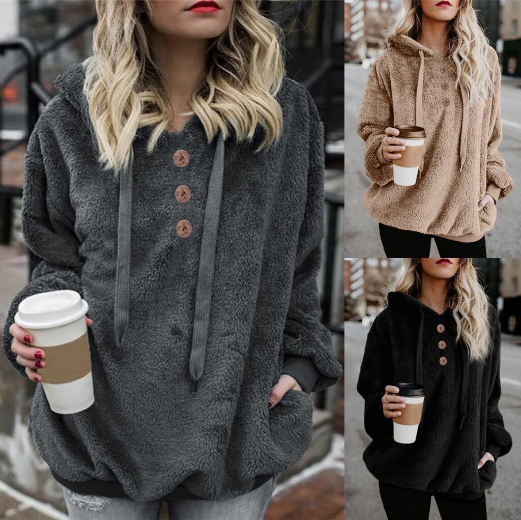 Women's Slim Fit Long Sleeve Solid Color Hoodie