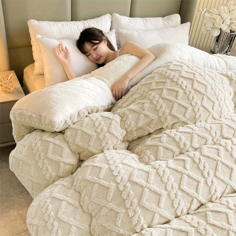 Taf Fleece Lamb Fleece Thick Quilt Geometric Texture Vintage Bohemian Style Fleece