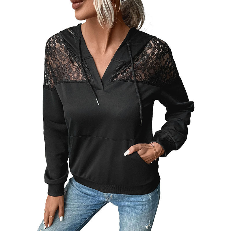 Cozy Black Long Sleeve Women's Hoodie Sweater