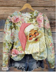Festive Plus Size Christmas Print Long Sleeve Sweater