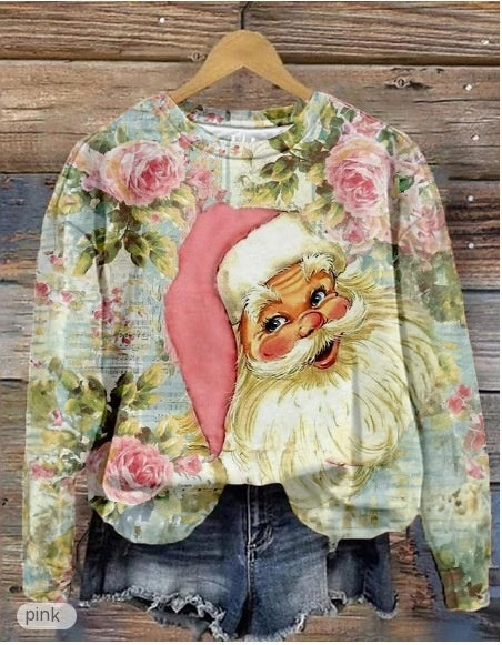 Festive Plus Size Christmas Print Long Sleeve Sweater