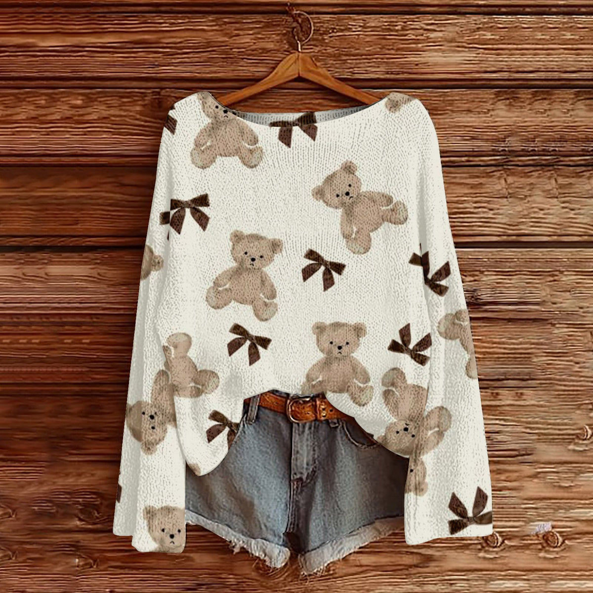 Off-the-shoulder Pullover Sweater with 3d Print