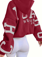 Women's Letter Print Oversized Hooded Sweatshirt