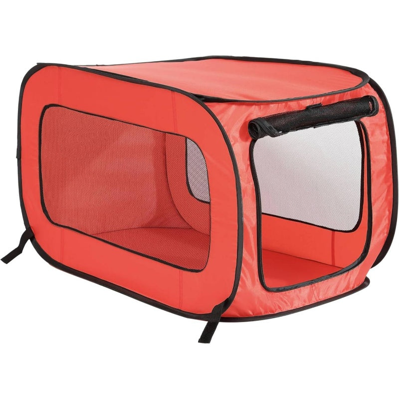 Portable Collapsible Dog Crate Kennel With Removable Top & Front Panels - Heavy-duty Laminated Wood Construction, Spacious 32.5l X 19.5w X 19.5h Travel & Home Crate, Ventilation Mesh & Secure Locking