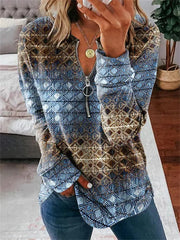 Loose Long Sleeve Zipper Sweater