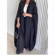 Gradient Color Pleated Shoulder Cloak Coat Plus Size Scarf