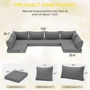 4-Inch Thick Outdoor Replacement Cushion Set, Seat And Back Cushions for Patio Chairs, Weather-Resistant Cushions for Outdoor Furniture, Gray