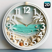 One Beach-Themed Silent Wall Clock Featuring a Seaside Design, Ideal for Summer Or Coastal Decoration.