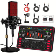 Professional Audio Mixer Bundle for Streaming, Podcasting and Gaming – Includes Condenser Mic, Dynamic Mic and USB Sound Card