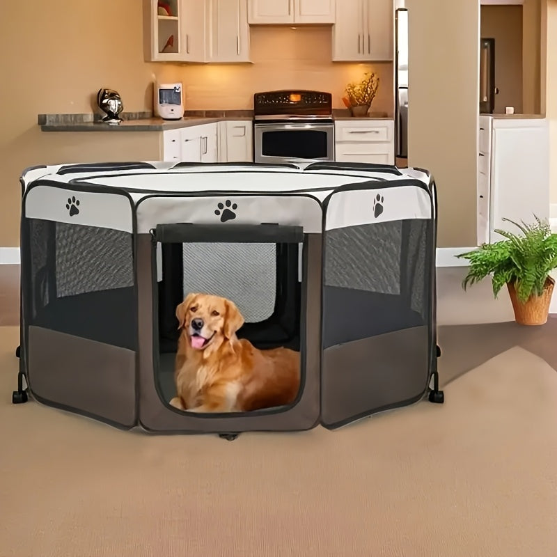 Foldable Pet Playpen For Dogs & Cats - Durable Oxford Cloth With Removable Zipper, Portable Octagonal Design For Indoor/outdoor Use, Travel & Camping
