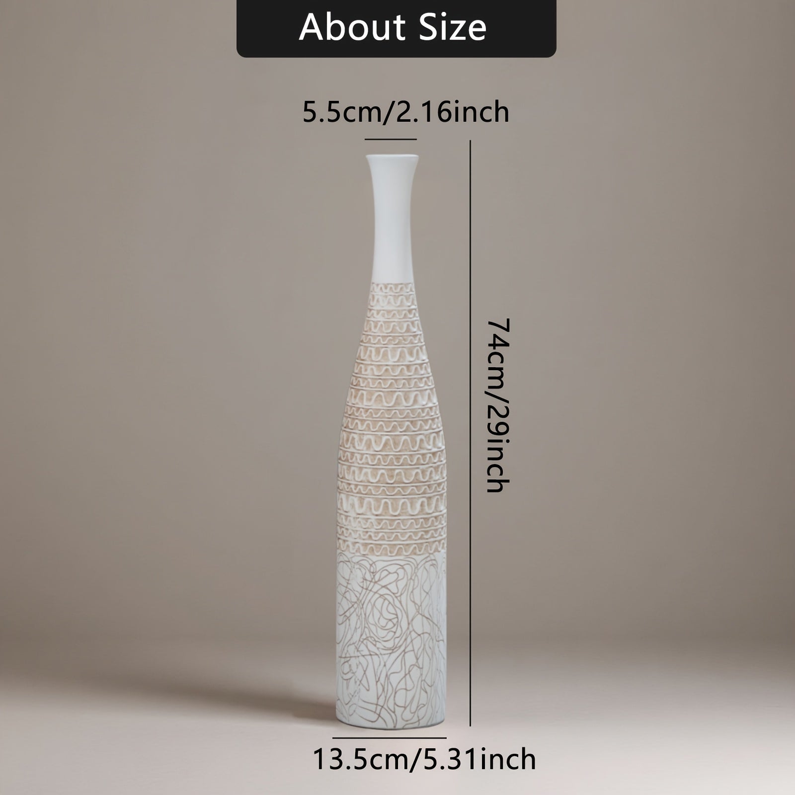[Large Resin Vase] Large Resin Vase Classic Striped Pattern Floor Vase, Pampas Grass Floor Vase, Versatile Autumn Decorative Vase, Suitable for Living Room/Kitchen/Bedroom/Office/Hotel Decoration…