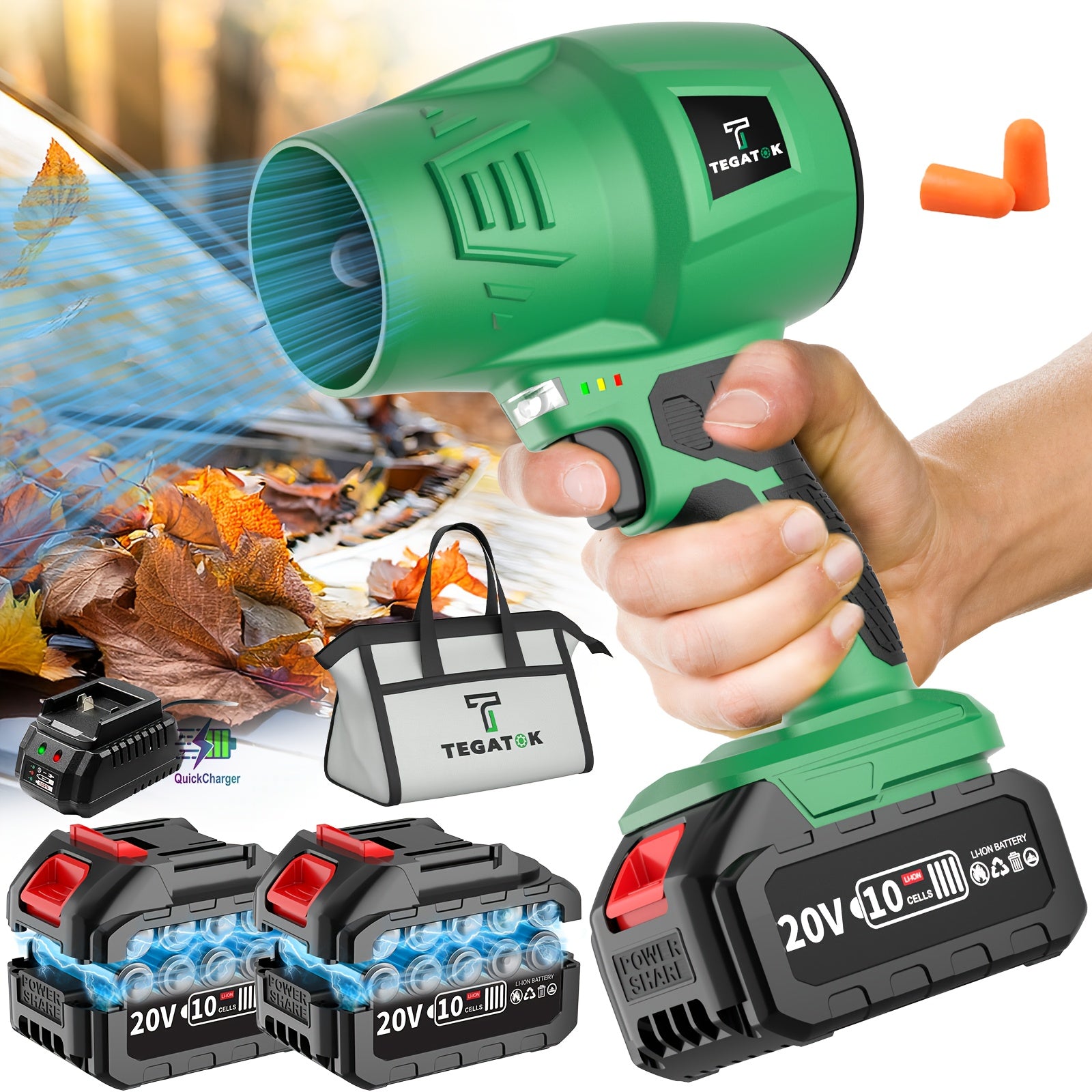 Turbo Jet Blower, 20000RPM Electric Cordless Leaf Blower, 20V 2.0/4.0AH Battery Jet Dry Blower, High Pressure Air Blower, Jet Blower Car Dryer, Hand Held Snow Blower, Home Outdoor, Blowing Leaves...