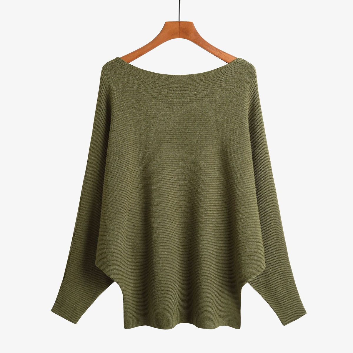 Halter-neck Batwing-knit Highly Elastic Laid-back Pullover Top