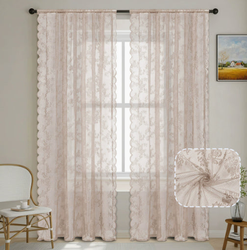 Vintage Lace Half Shade Curtain Lace De Curtain Rod Window Screen