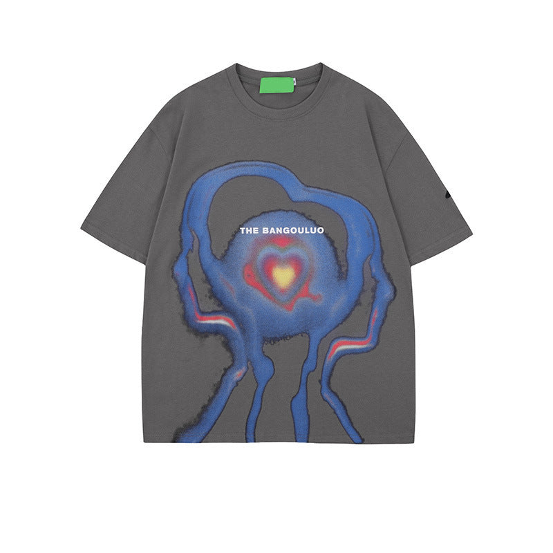 3D Alien Print Casual Loose Short Sleeve T-Shirt