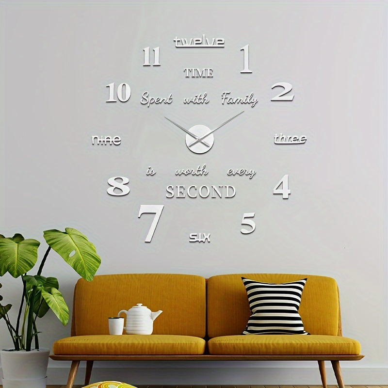 Large Modern Minimalist Wall Clock with Black Arabic Numerals & Golden Hands - White Face, Round Acrylic Frame, Battery-Powered (AA Batteries Not Included) - Elegant Large Wall Clock for Living Room, Bedroom, Office Decor - Easy-to-Read Analog Timep