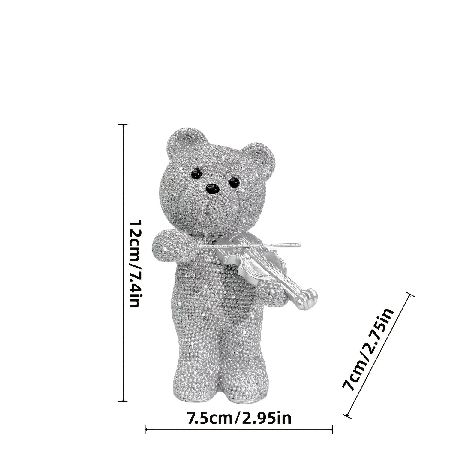 Resin teddy bear violin player music-themed home and office decor