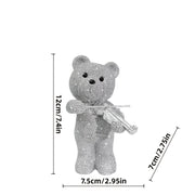 Resin teddy bear violin player music-themed home and office decor