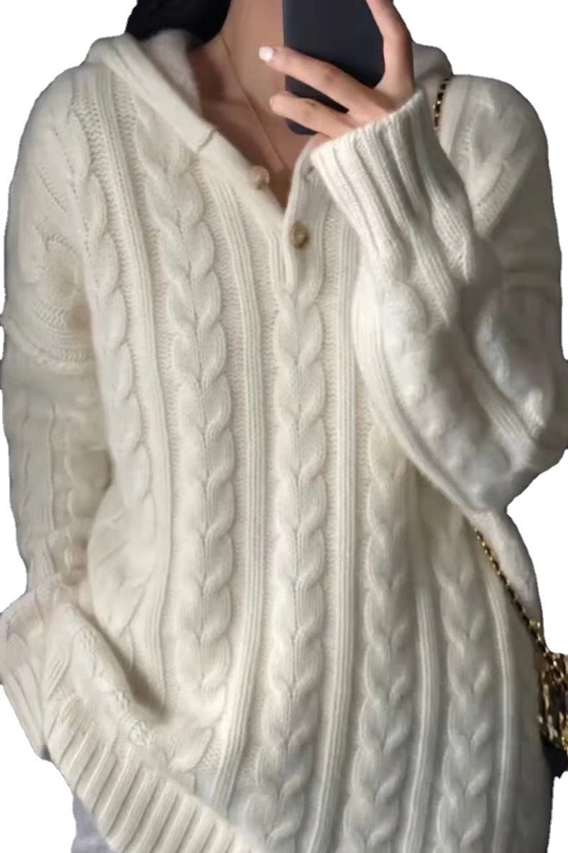 Heavy European Goods Cashmere Sweater Women's Hooded Sweater Loose Pullover