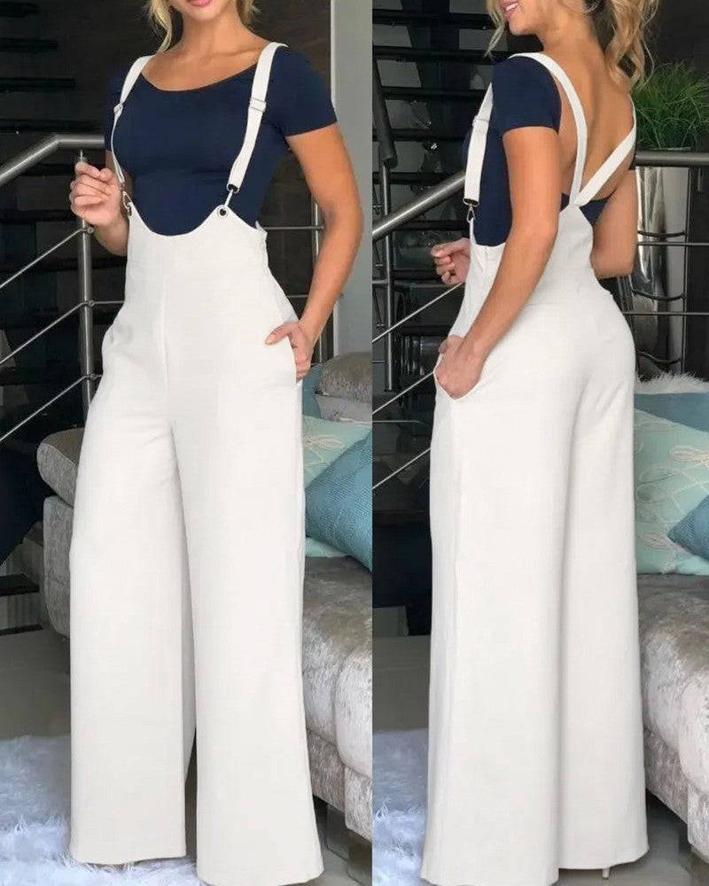 Summer Women's Solid Color Suspender Pants