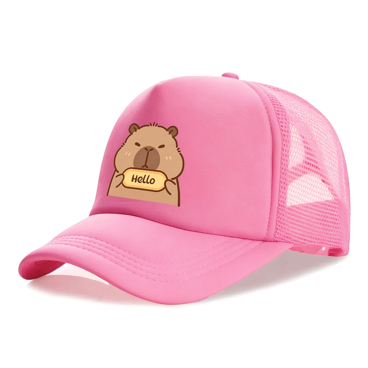Kids' Cartoon Otter Pattern Mesh Sun Cap with Breathable Fabric