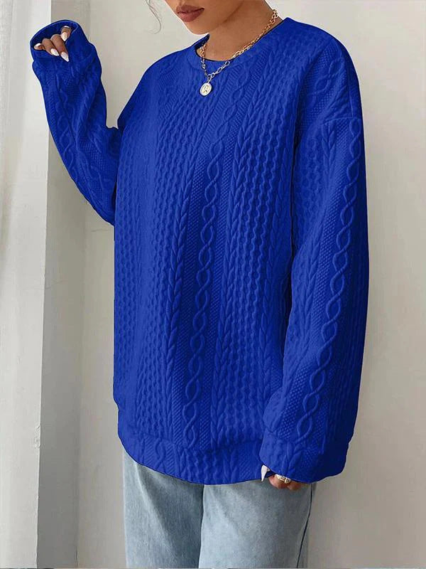 Women's Cozy Jacquard Round Neck Casual Sweater