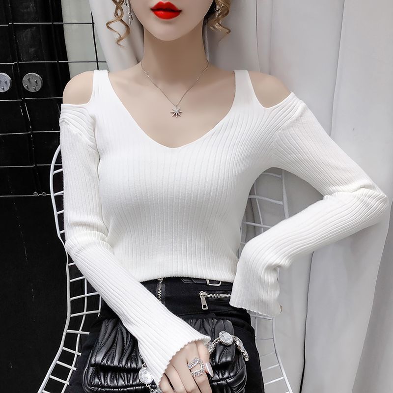 Slim-fit Elegant V-neck All-matching Western Style Bottoming Sweater